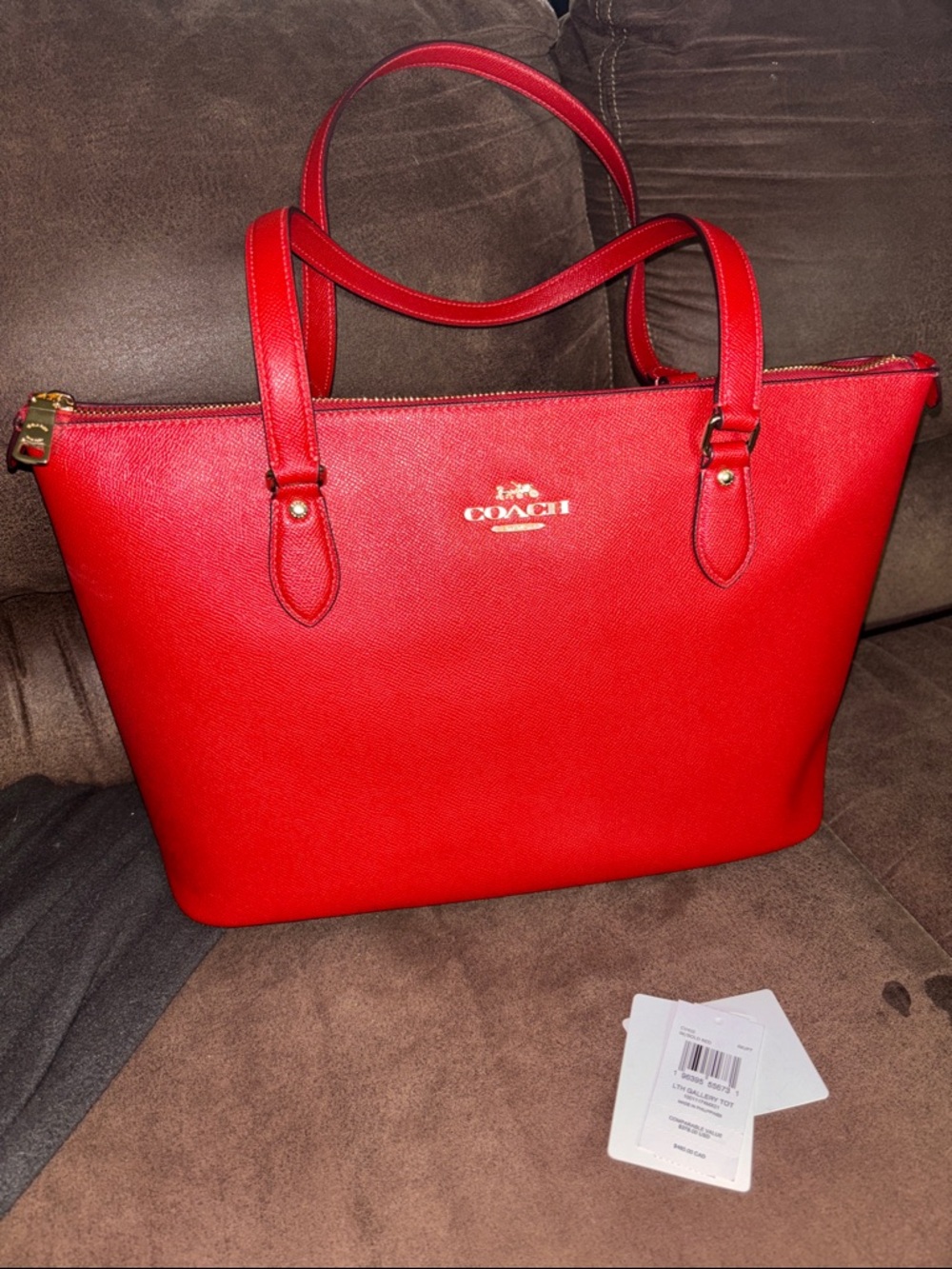 Coach leather gallery tote BOLD red 
New uncarried  zip top